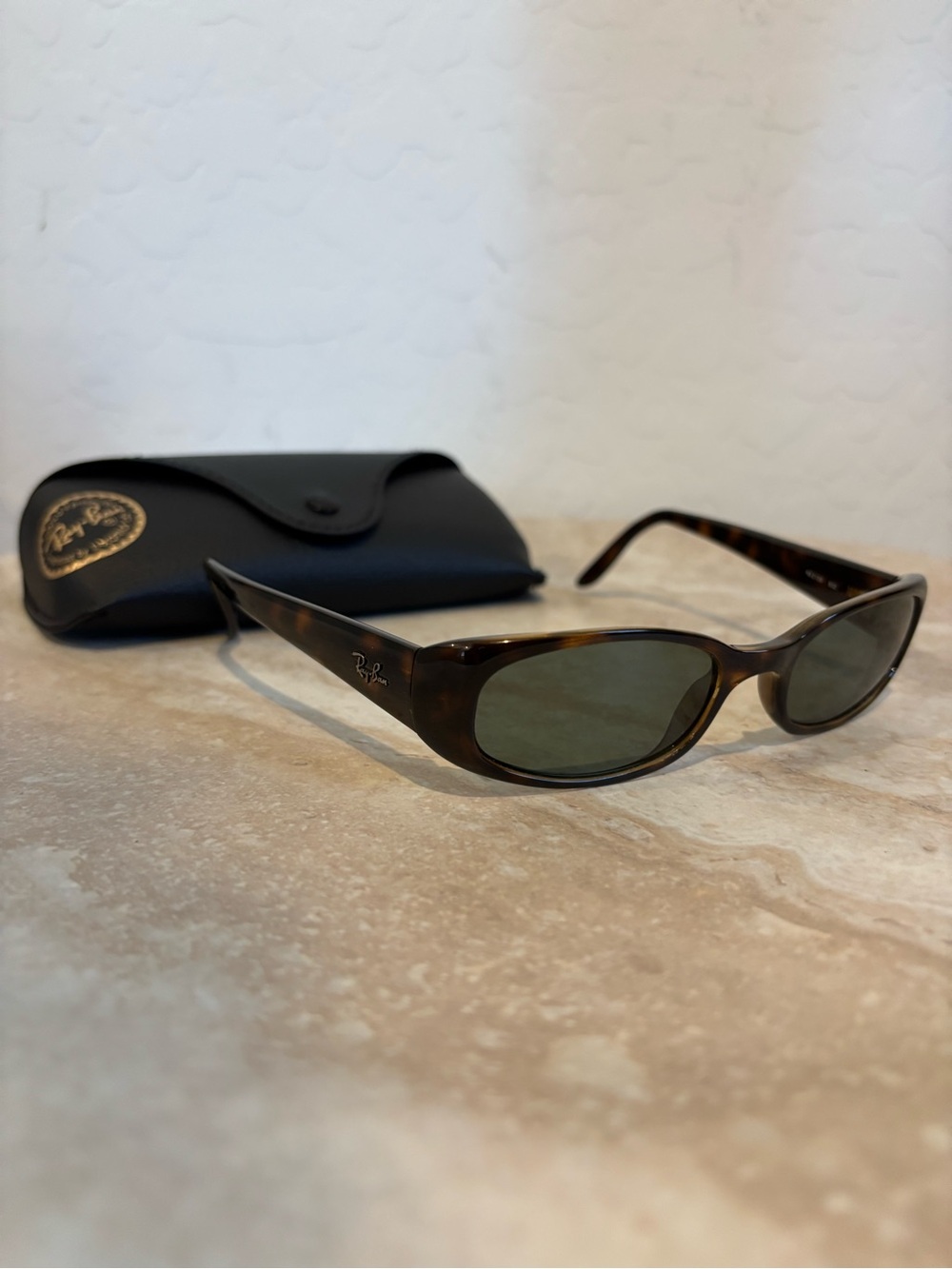 Ray-Ban RB2129 Rectangular Tortoise Frame Sunglasses with Green Lenses